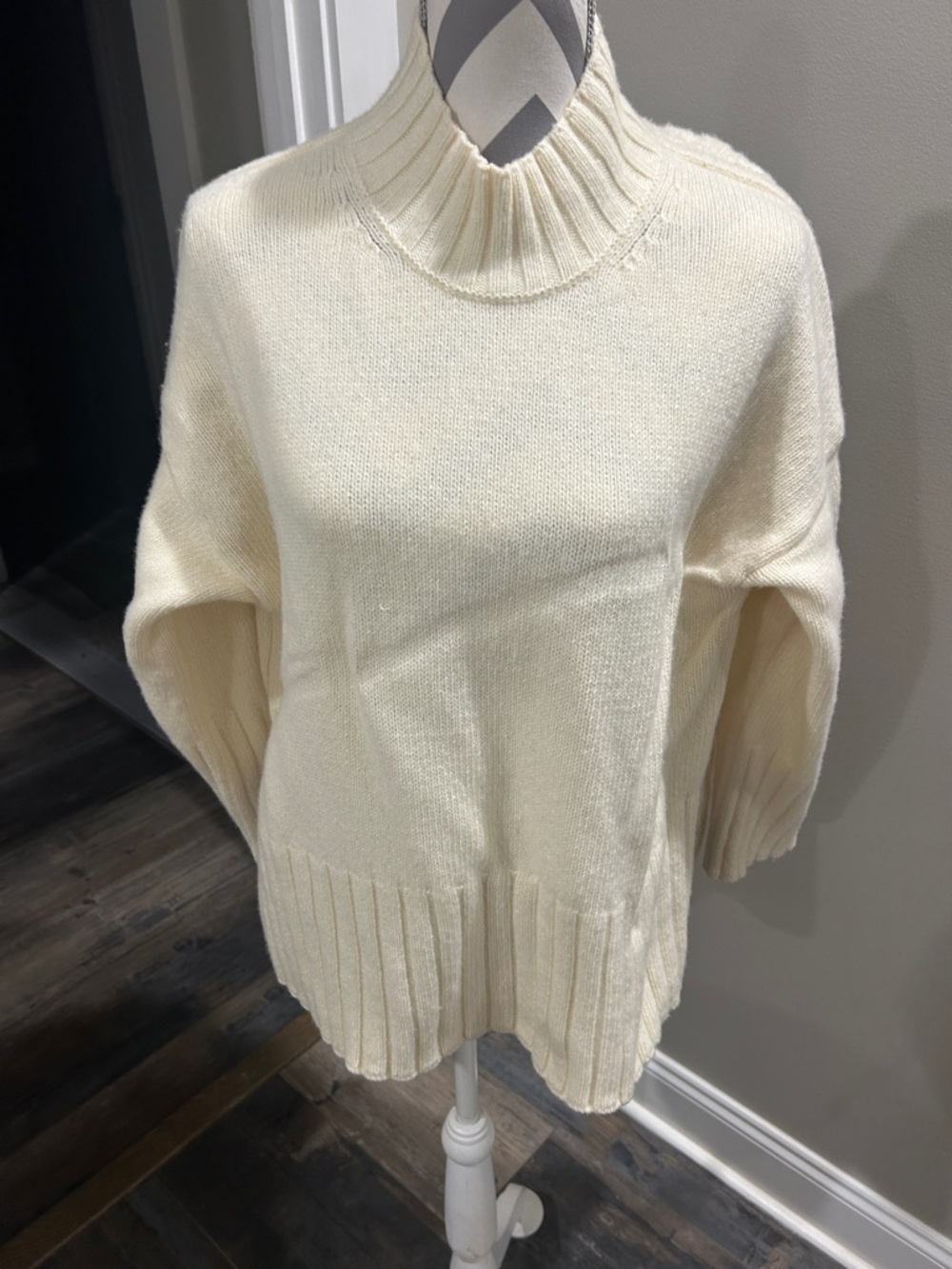 Barbour Cozy Cream Ribbed Turtleneck Sweater